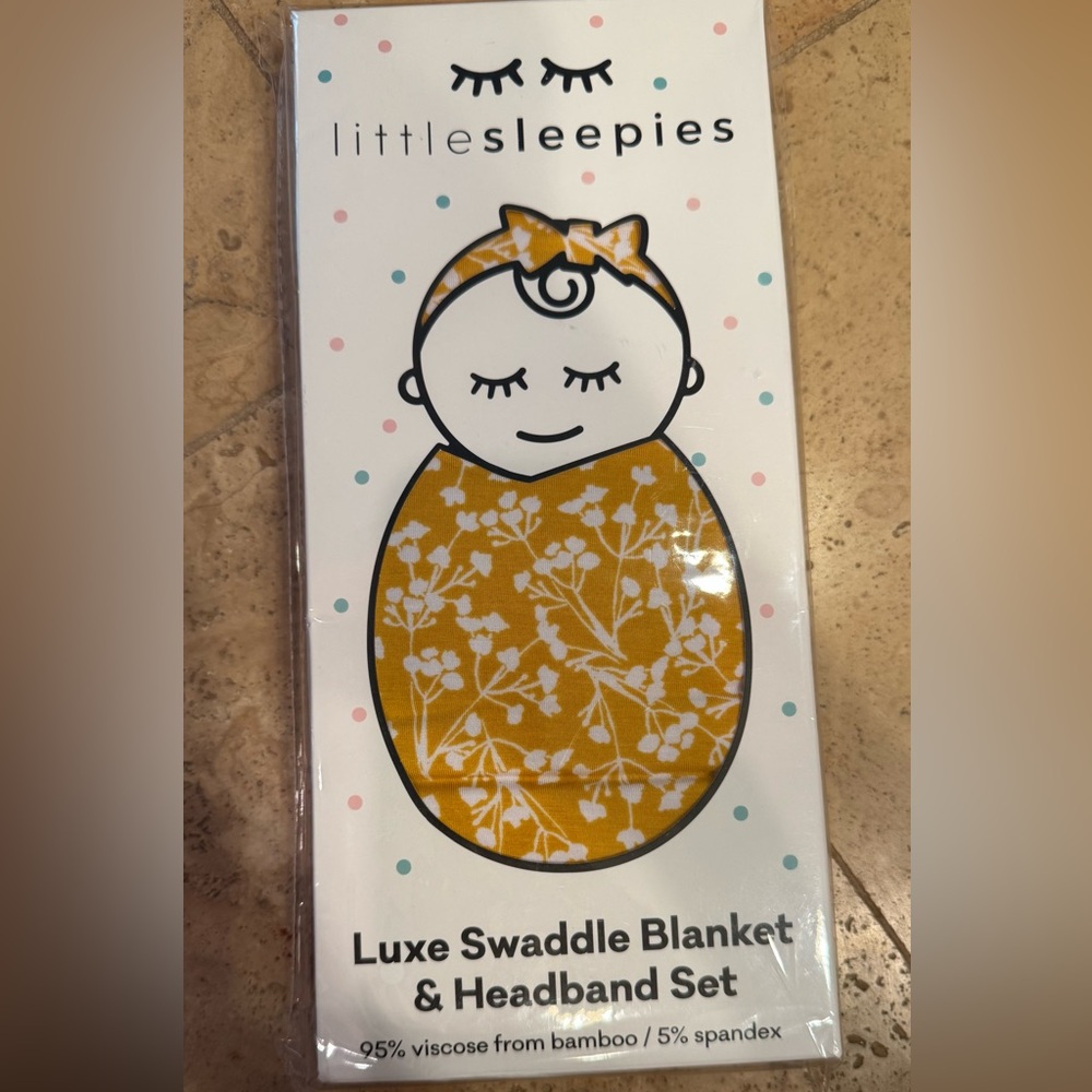 Little Sleepies Golden Poppies Swaddle Blanket & Headband Set